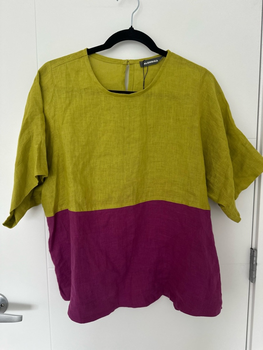 Alembika 100% Linen Colorblock Top | Size 1 / S-L